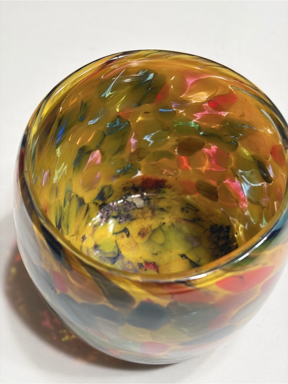 Handblown Multicolor Art Glass Vase - Amber & Jewel Tones - Picture 7 of 9